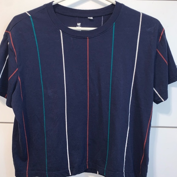 Pacsun navy blue red white green striped tee - Picture 2 of 4